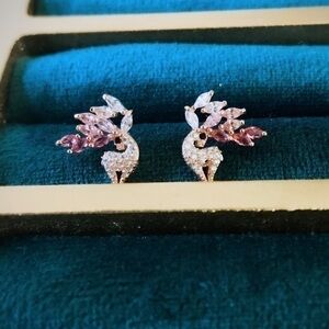 18K Gold Vermeil Pink zircon Deer